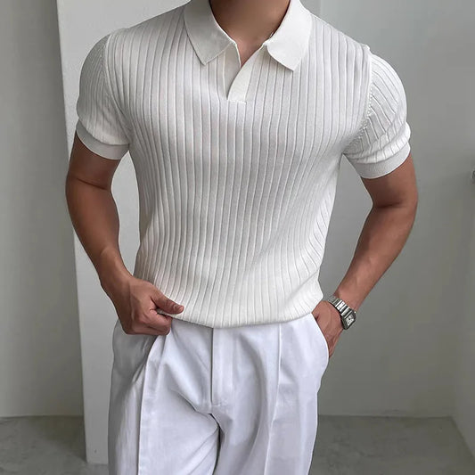 Ribbed Knit Polo